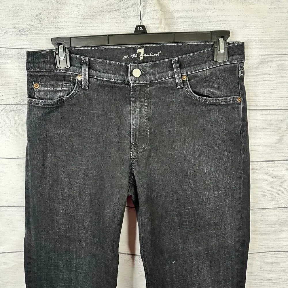 7 For All Mankind 7FAMK size 34 Relaxed Straight Leg Denim Jeans Black - Picture 3 of 11